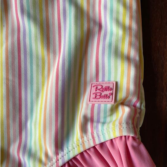 Girls Swimsuit Ruffle Butts One-piece Long-sleeve Pink Blue White Size 3T EUC - Picture 7 of 11